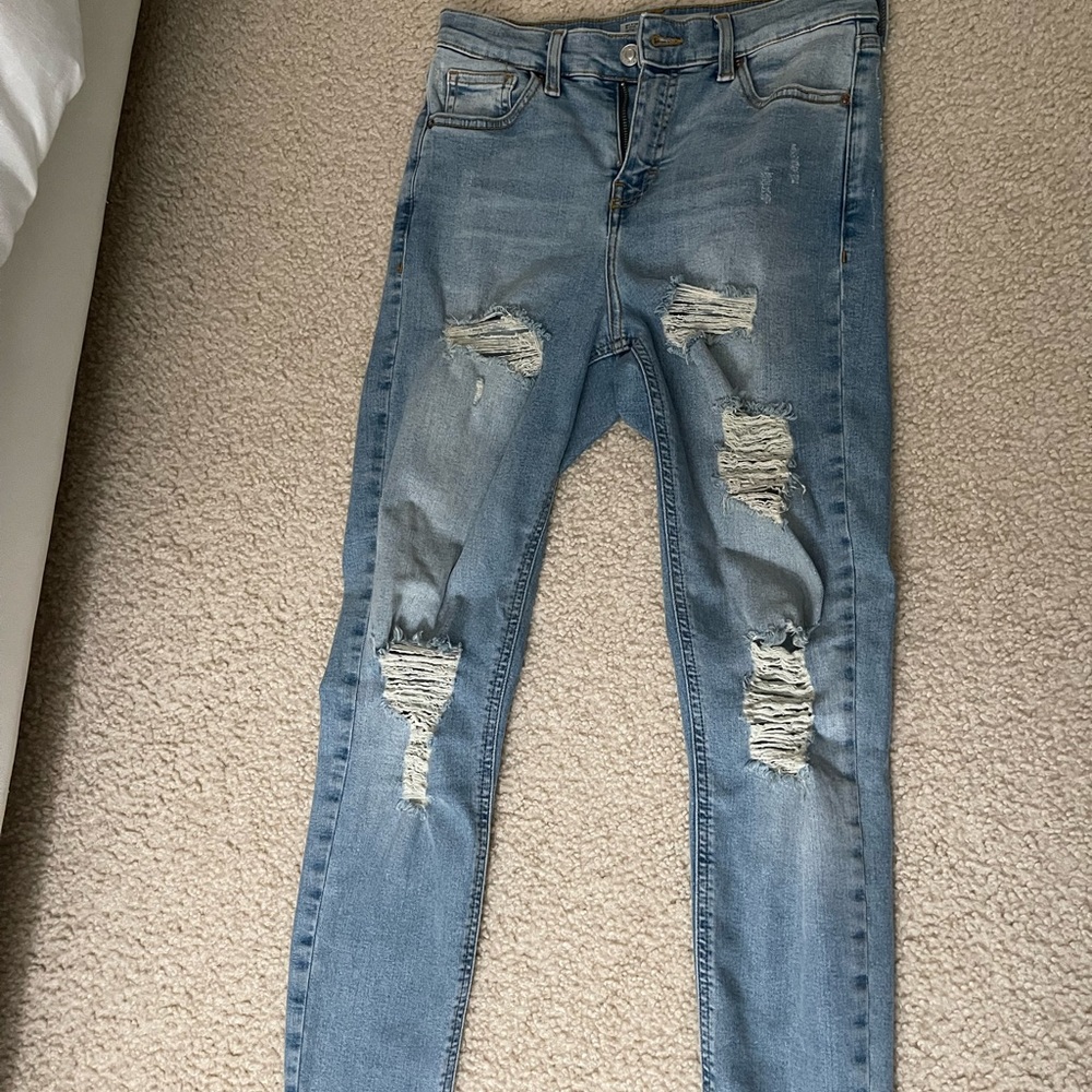 Topshop skinny jeans with rips